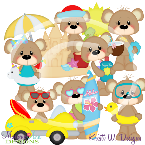 Beach Life-Bears SVG Exclusive Cutting Files + Clipart - Click Image to Close